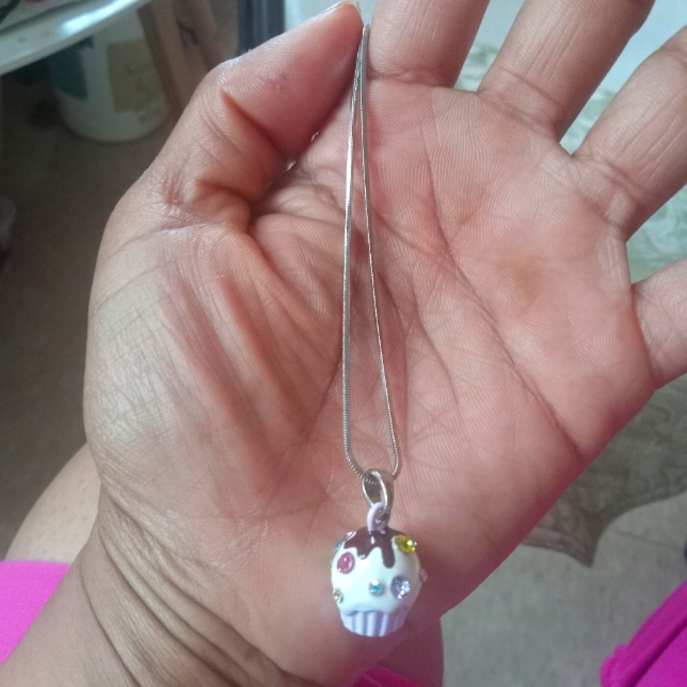 White Crystal Cup Cake Necklace